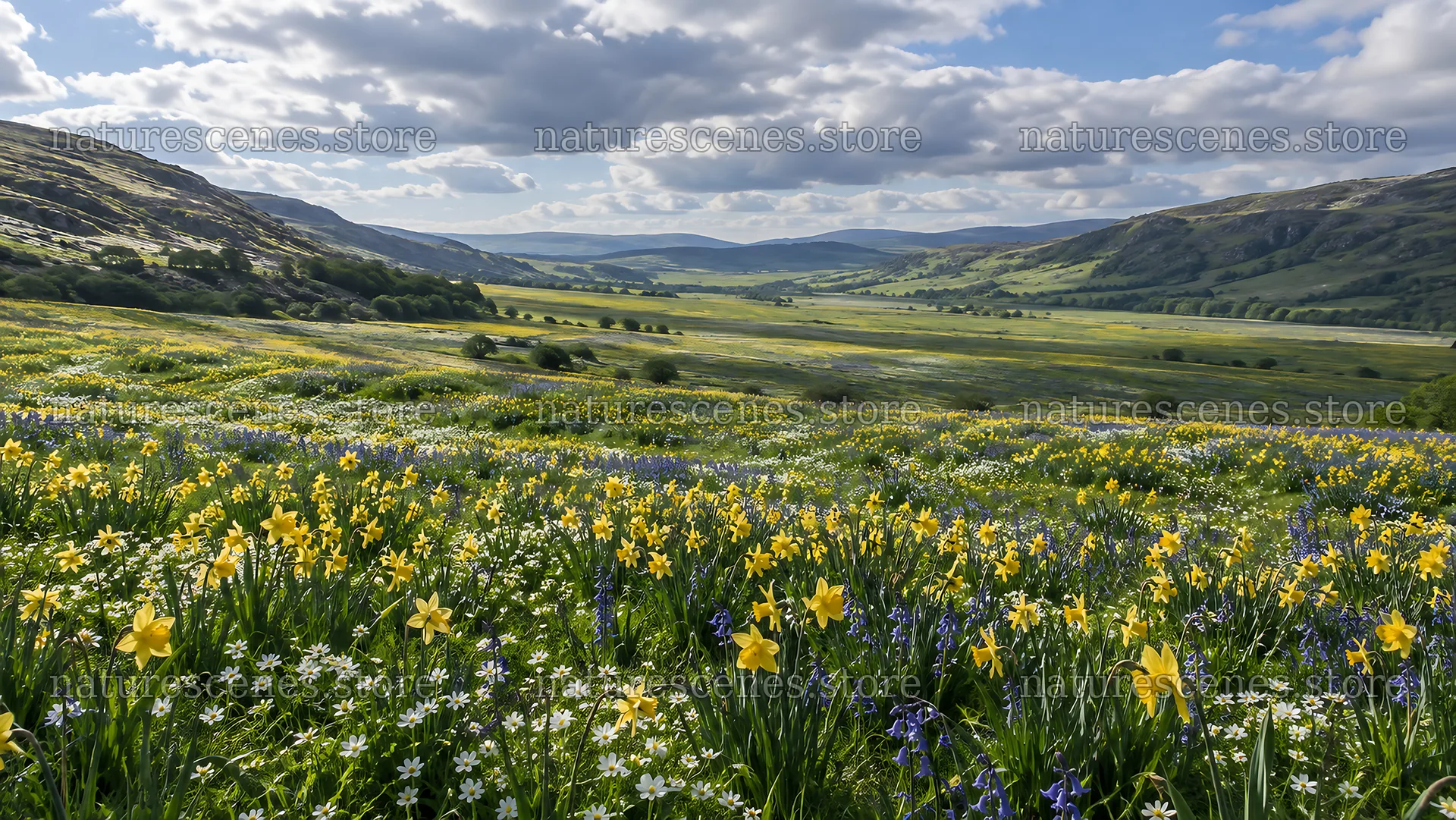 Spring Bulbs Across a Flowering Meadow – nature scenes 10324x5812