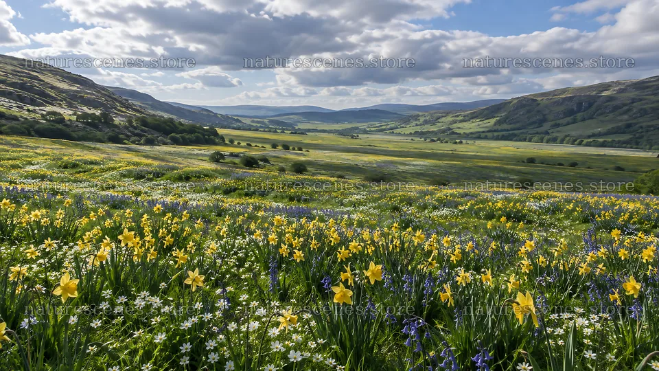 Spring Bulbs Across a Flowering Meadow – nature scenes 10324x5812