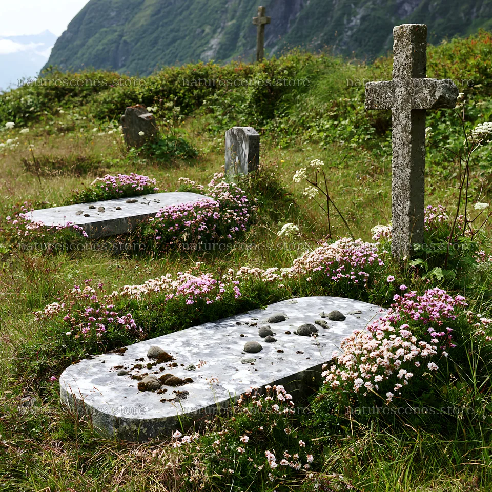 Christian cross above secluded mountain meadow – nature scenes 7938x7938