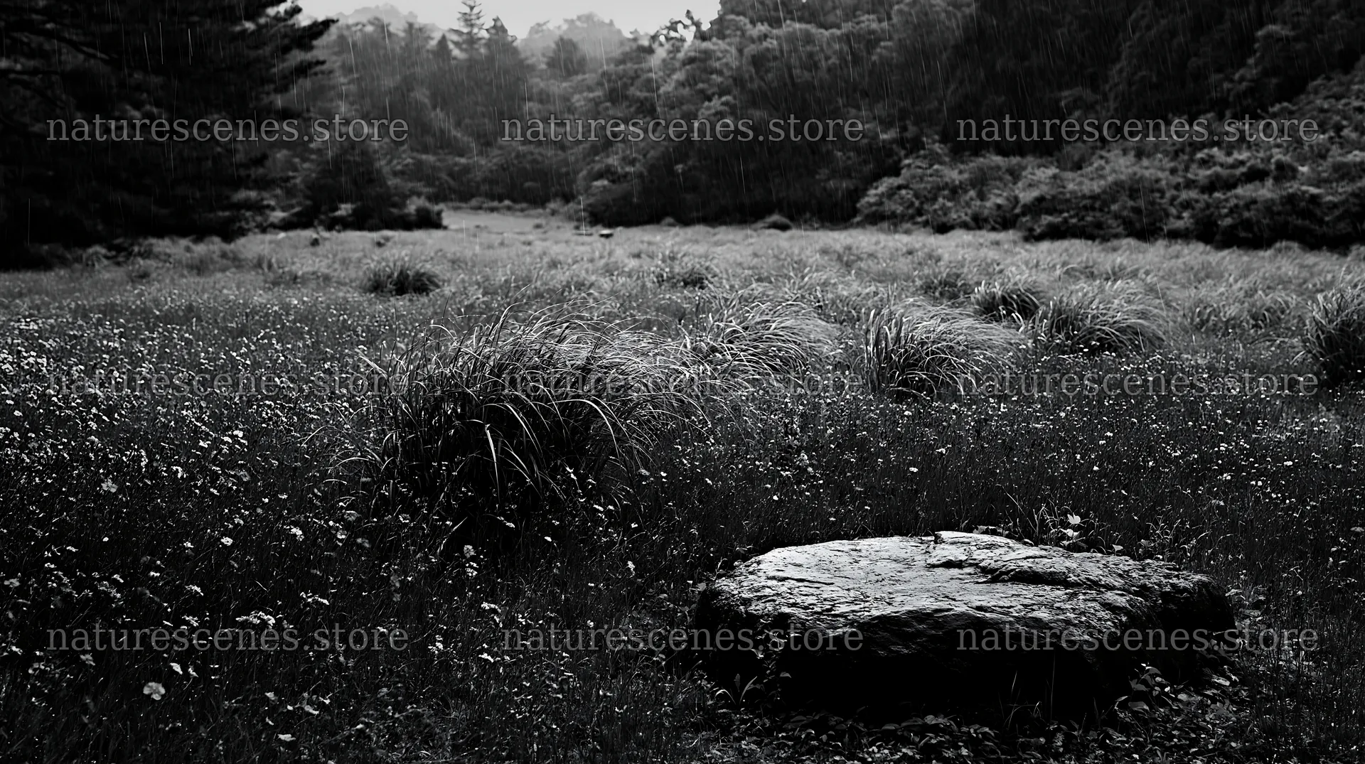 Hiroshima rainy meadow smooth rock foreground – nature scenes 10608x5938