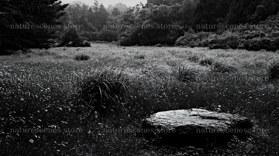 Hiroshima rainy meadow smooth rock foreground – nature scenes 10608x5938