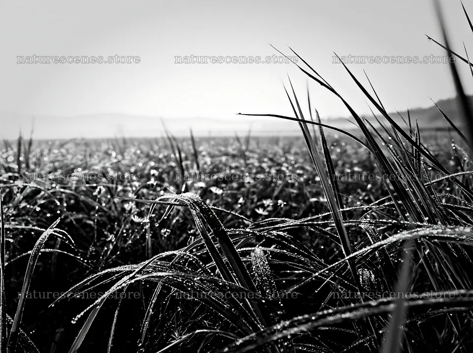Miyazaki sunrise over meadow with dew covered sedges – nature scenes 9174x6866