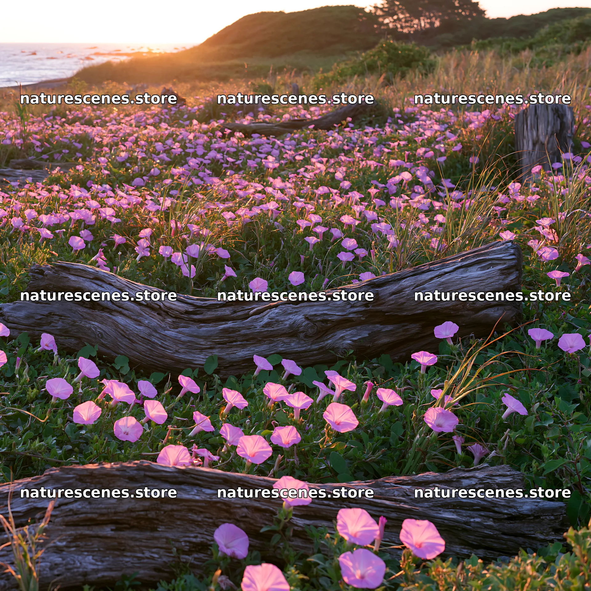 Chiba coastal climate meadow with driftwood and flowers – nature scenes 7938x7938