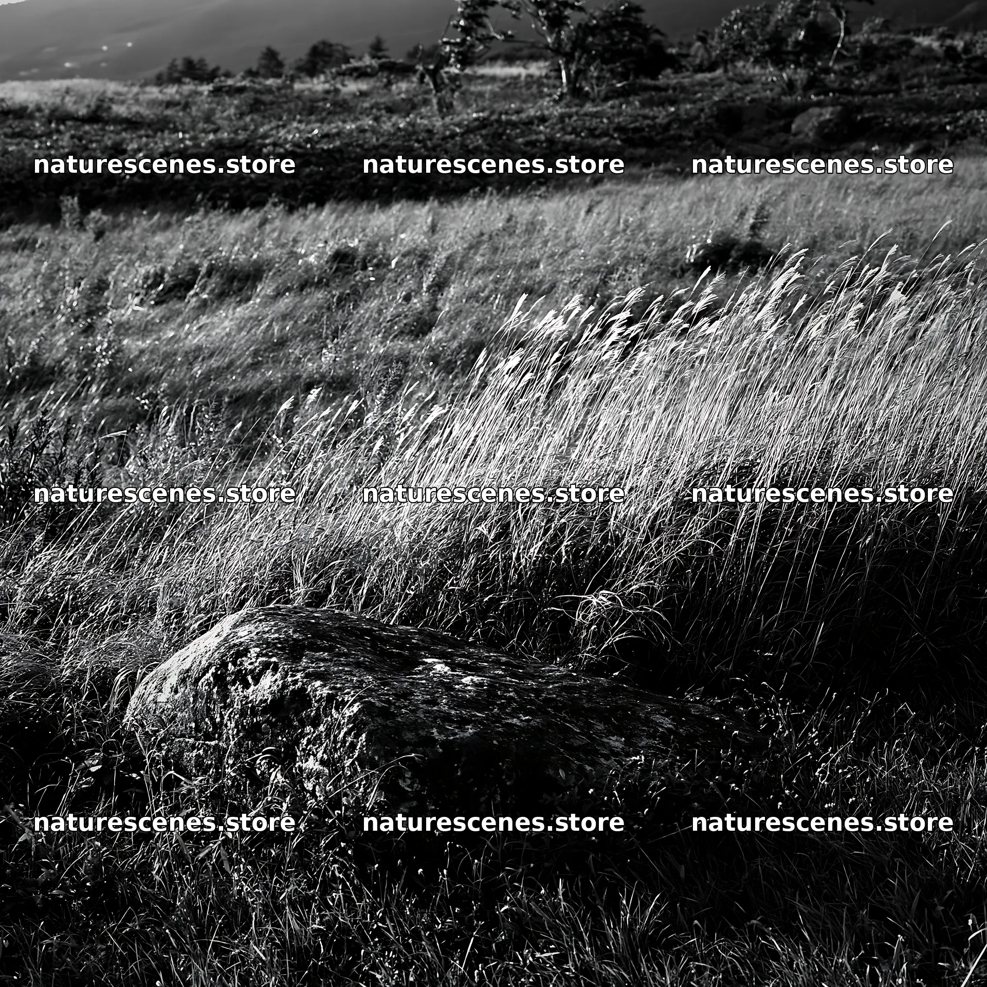 Aomori climate resilient meadow with boulder – nature scenes 7938x7938