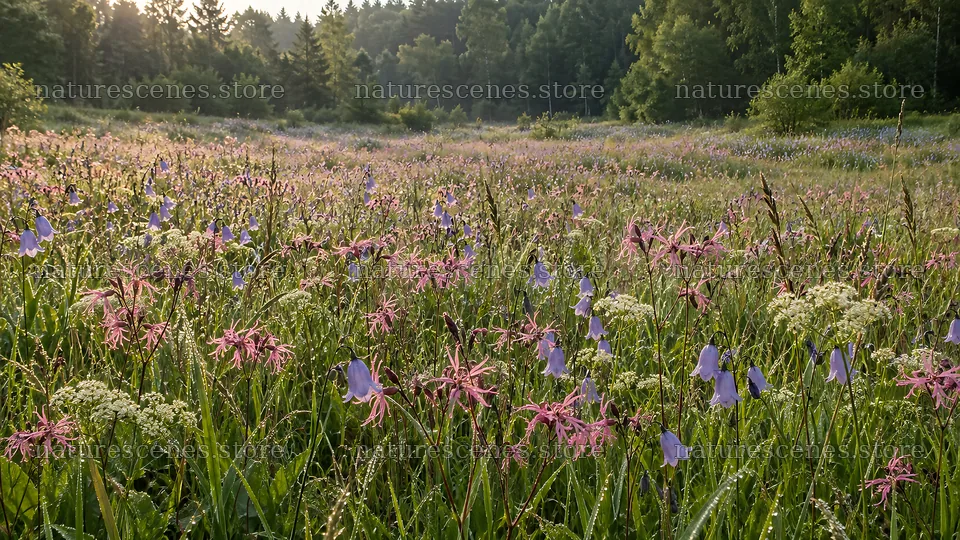 Rim Light Across a Forest Wildflower Meadow – nature scenes 10324x5812