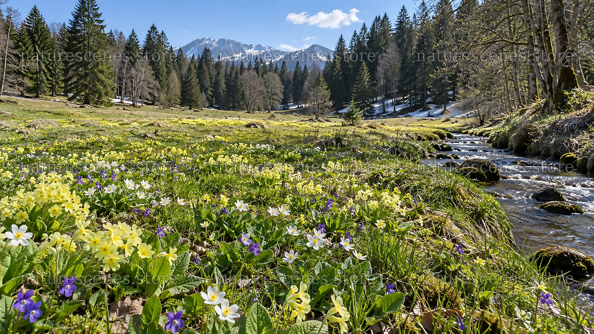 Wildflowers in a Sunlit Forest Meadow – nature scenes 10324x5812