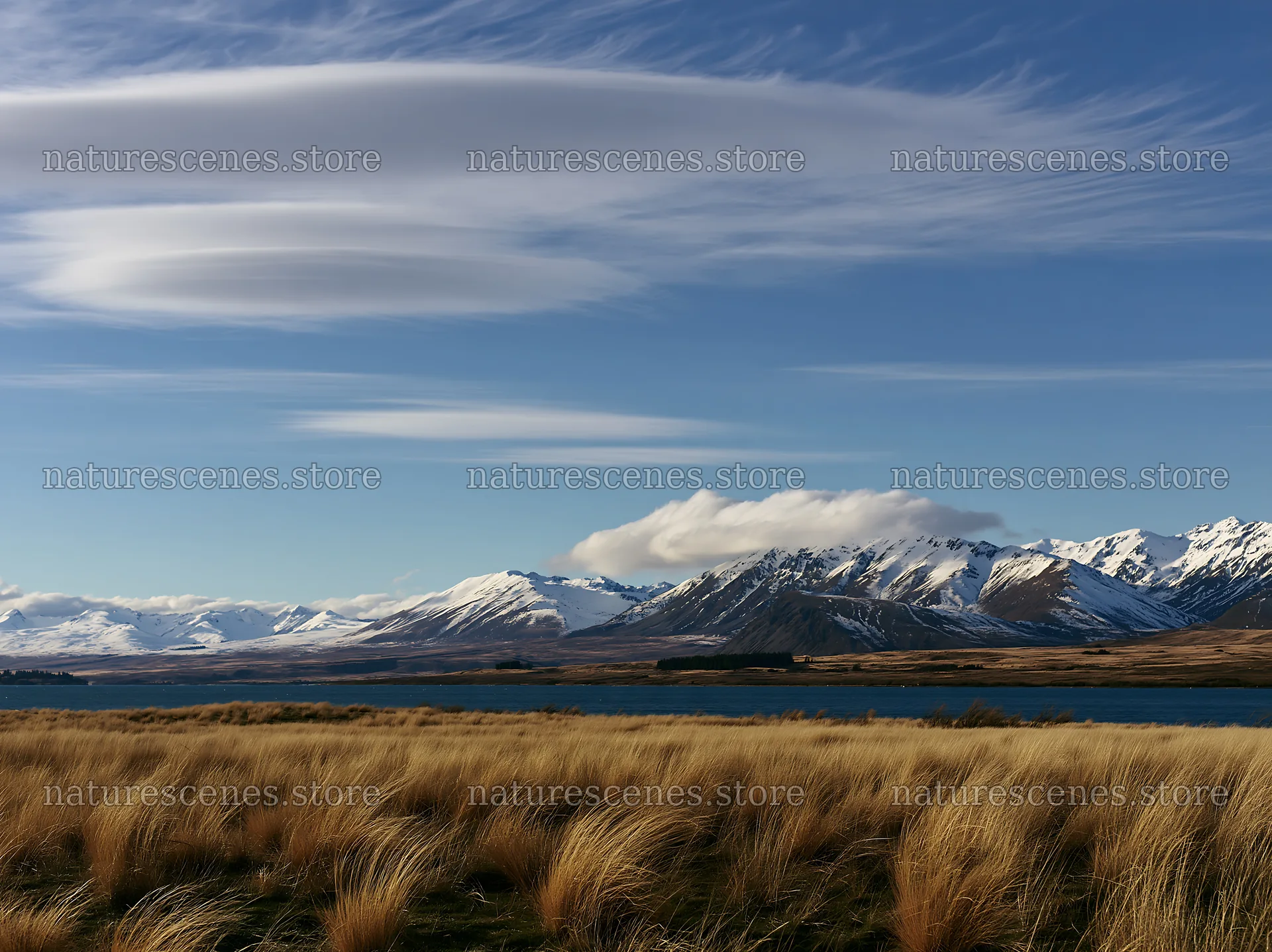 Meadow with snowy alps in Lake Tekapo – nature scenes 9174x6866
