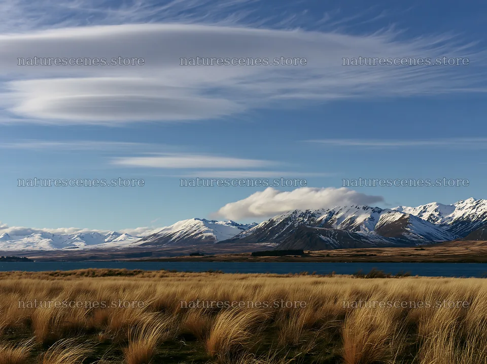 Meadow with snowy alps in Lake Tekapo – nature scenes 9174x6866
