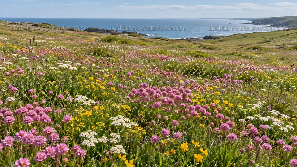 Colorful Wildflowers Across a Coastal Meadow – nature scenes 10324x5812