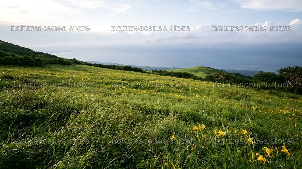 Iwate rain refreshed meadow seedhead foreground – nature scenes 10608x5938
