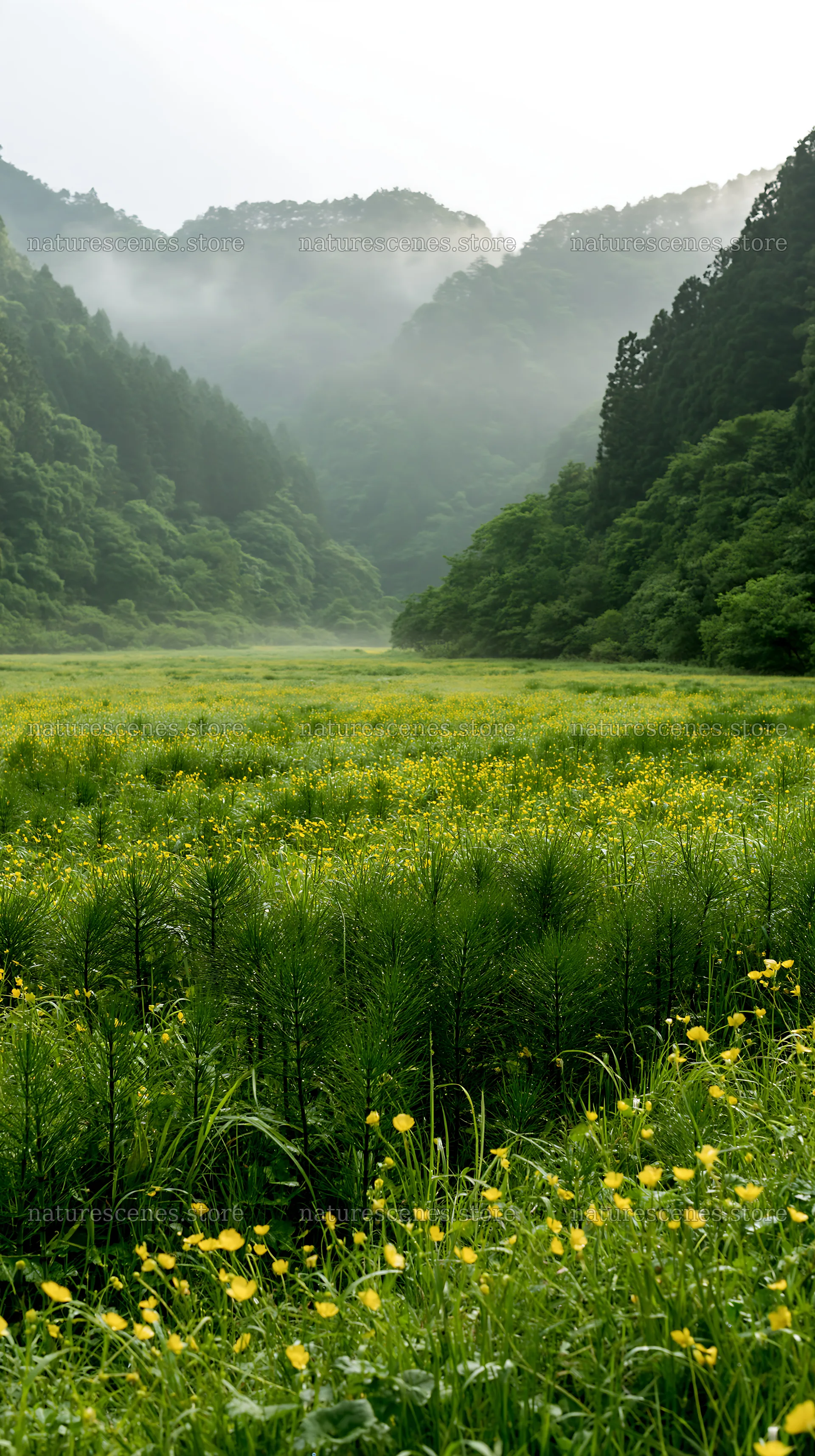 Shizuoka seasonal meadow after heavy rain in green tones – nature scenes 5938x10608