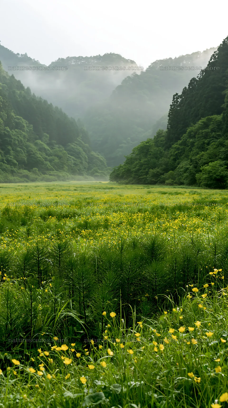 Shizuoka seasonal meadow after heavy rain in green tones – nature scenes 5938x10608