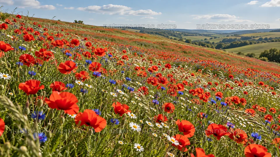 Wildflower Meadow Across Rolling Hills – nature scenes 10324x5812