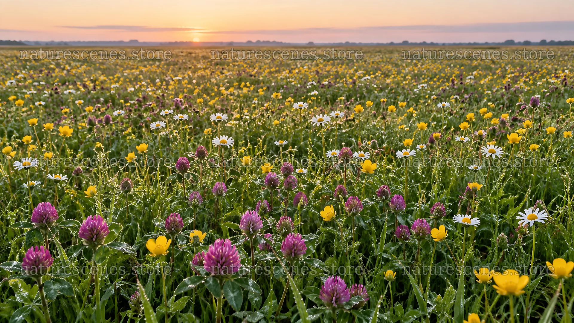 Colorful Wildflower Meadow Under a Low Sun – nature scenes 10324x5812