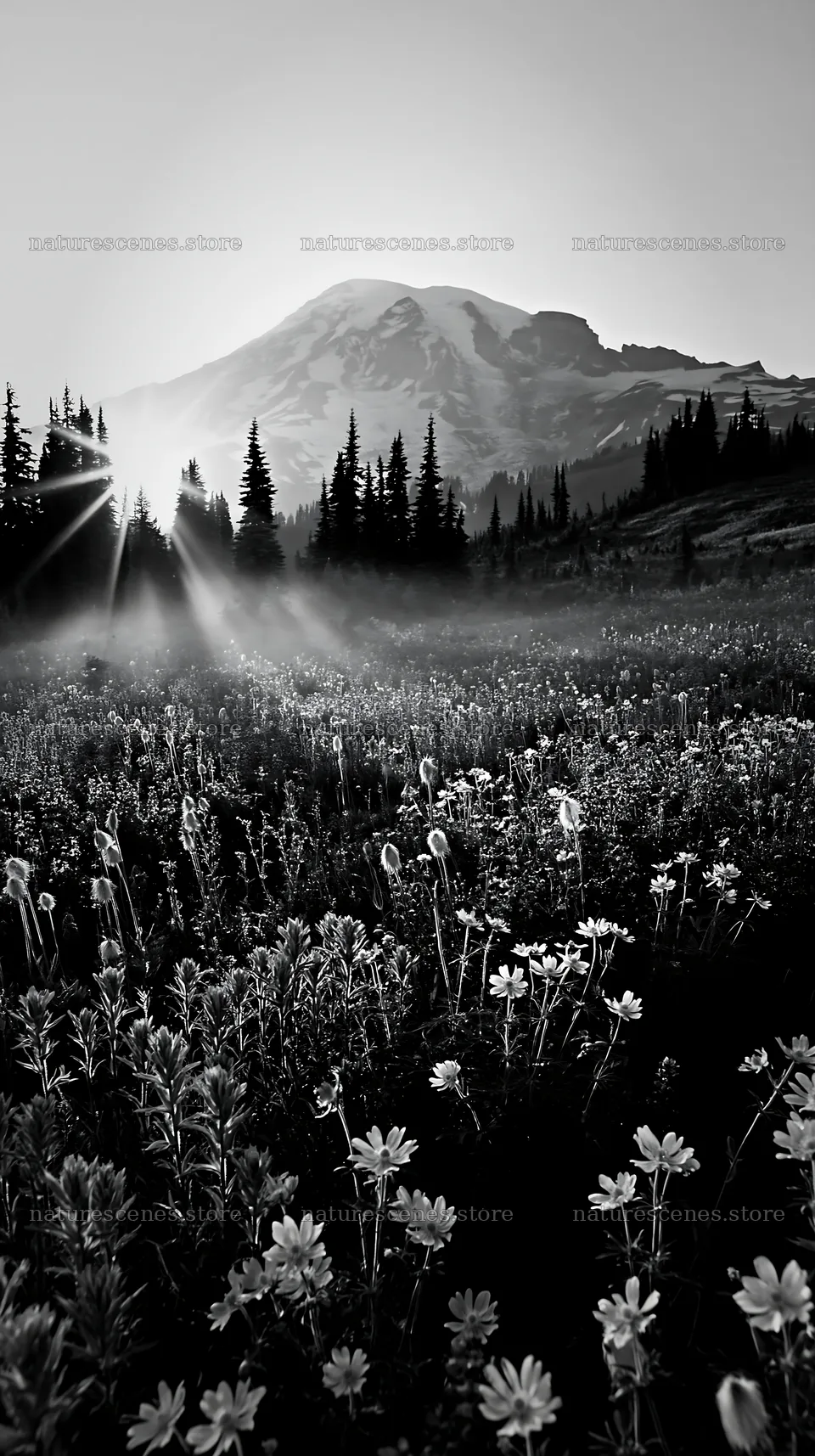 Mount Rainier wildflower meadow at sunrise – nature scenes 5938x10608