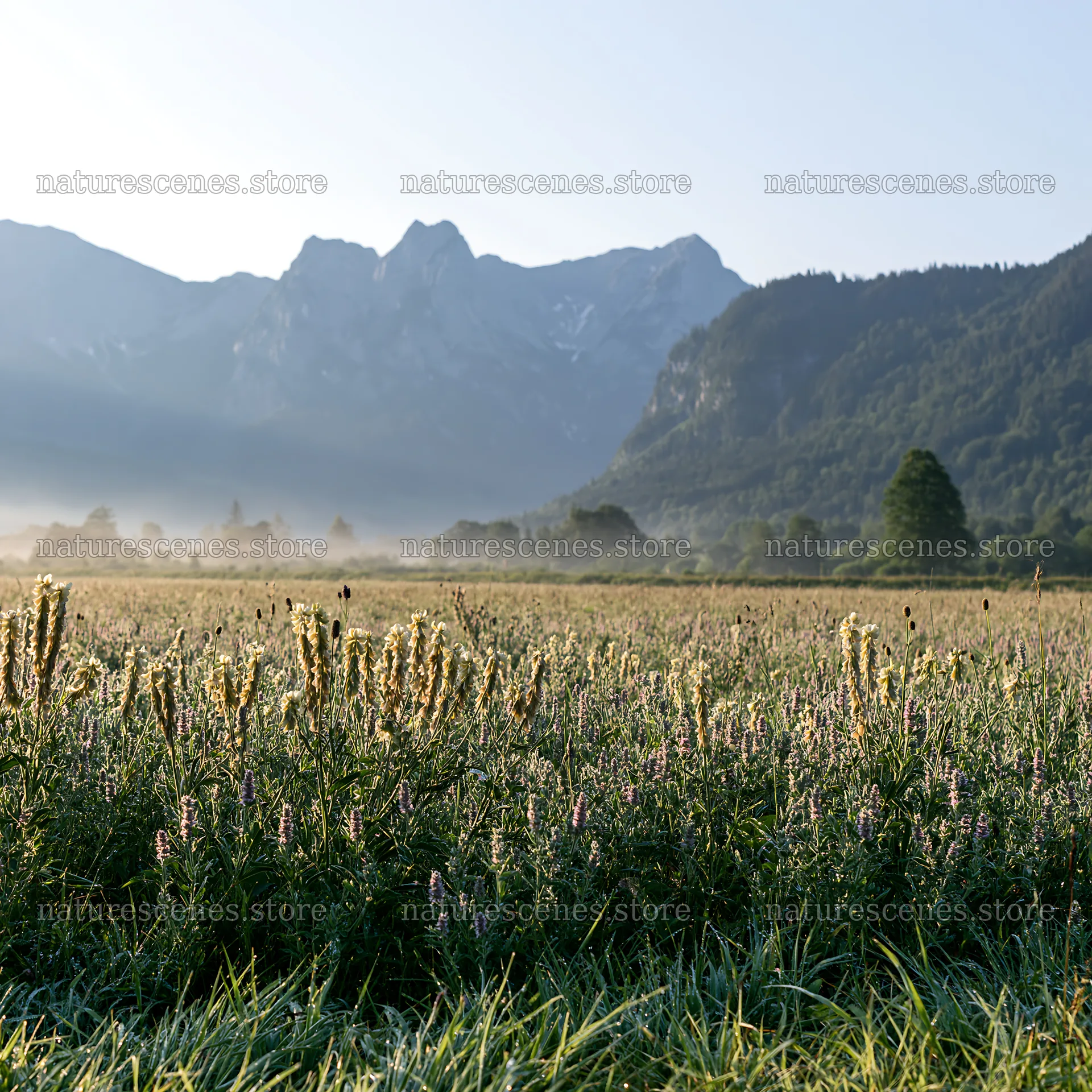 Regenerative meadow in a mountain landscape under morning light – nature scenes 7938x7938