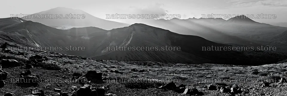 Daisetsuzan alpine meadow with light rays shining through – nature scenes 13690x4602