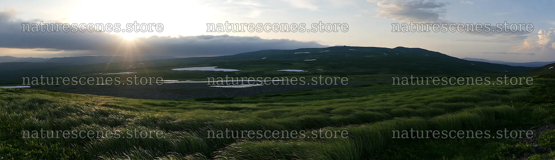 Daisetsuzan alpine meadow with light rays and scenic landscape – nature scenes 14762x4268