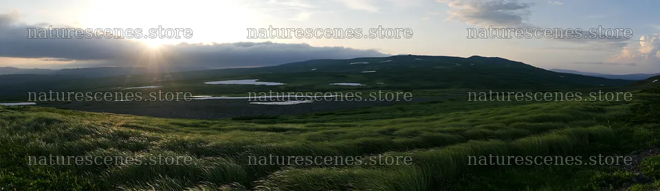 Daisetsuzan alpine meadow with light rays and scenic landscape – nature scenes 14762x4268
