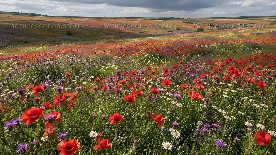 Wildflower Meadow in Bright Daylight – nature scenes 10324x5812