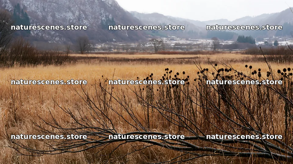 Yamagata rewilded meadow fallen branch foreground – nature scenes 10608x5938