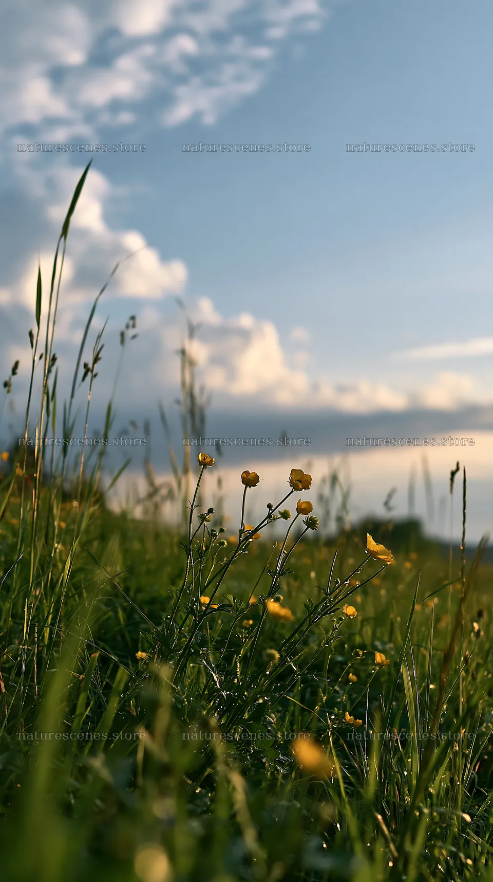 Meadow in the German foothills with yellow flowers – nature scenes 5938x10608