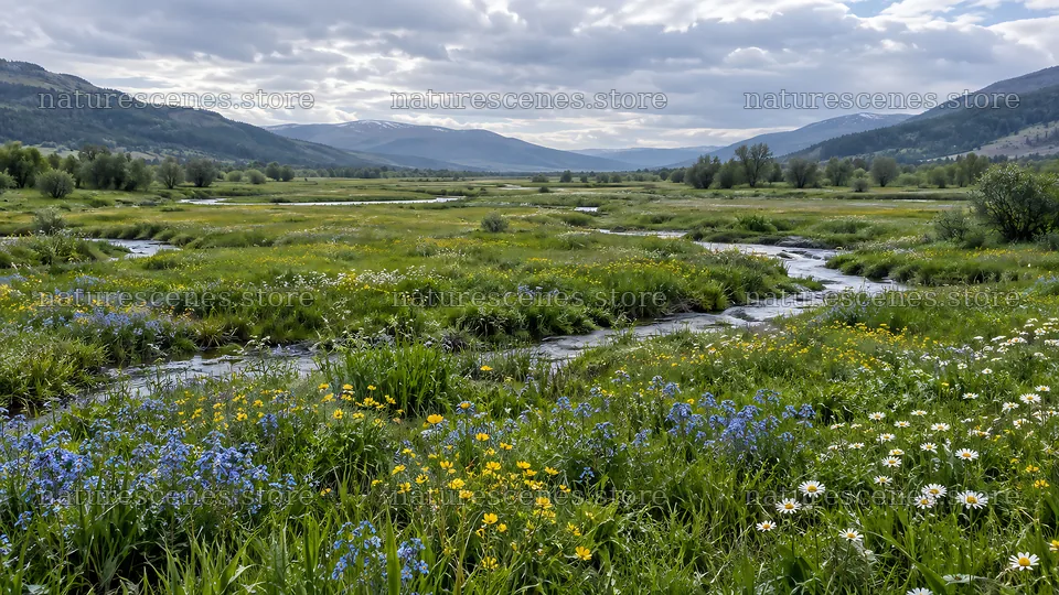 Colorful Wildflowers Across a Mountain Meadow – nature scenes 10324x5812