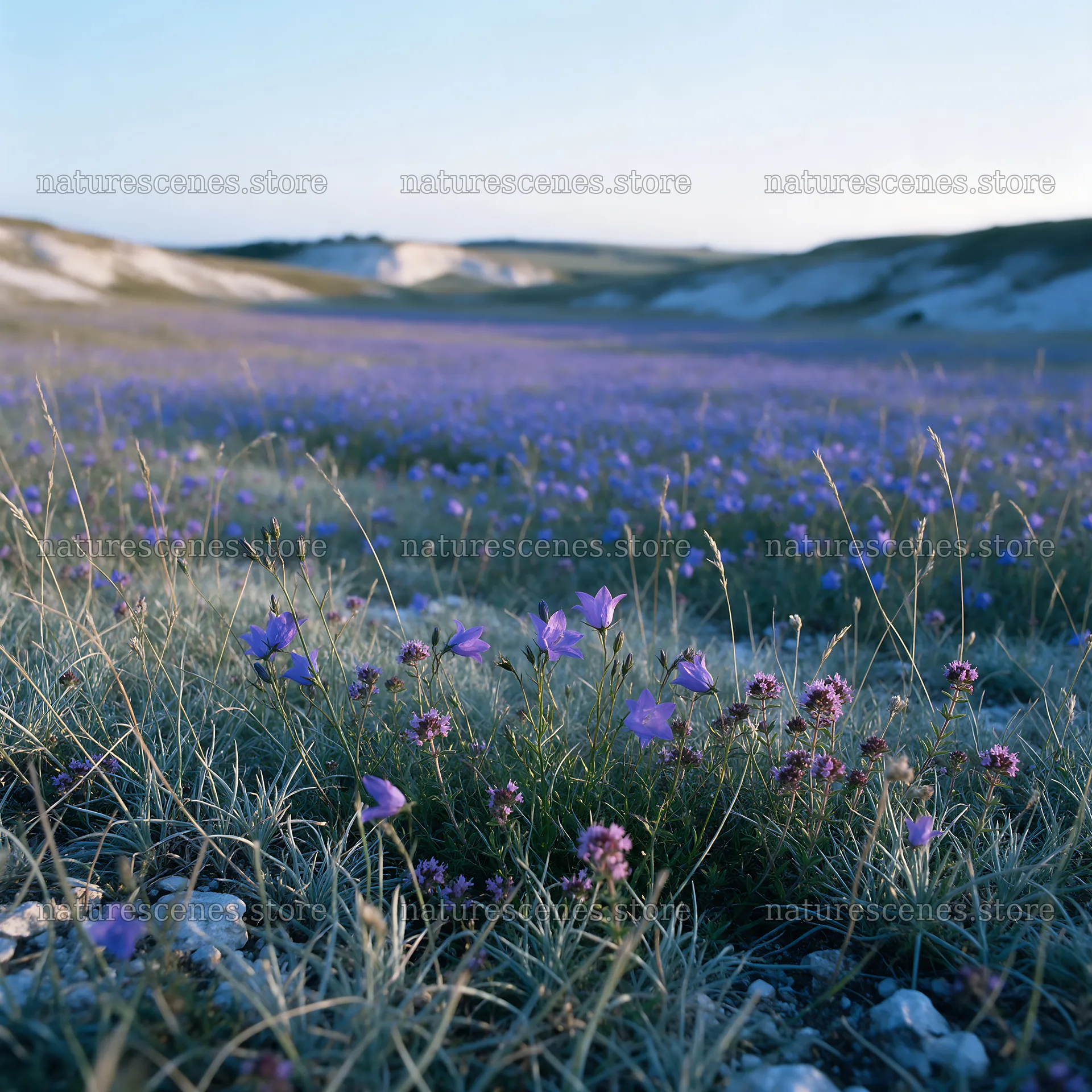 Sunny dry meadow with flowers and open space – nature scenes 7938x7938