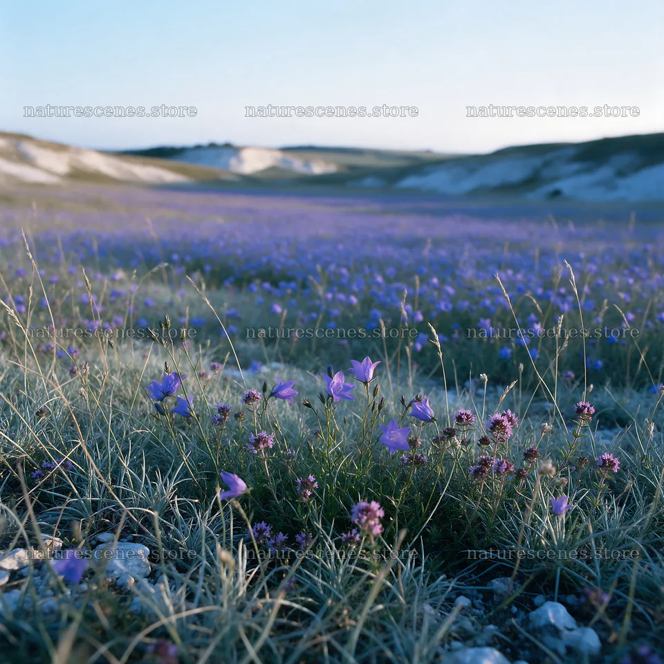 Sunny dry meadow with flowers and open space – nature scenes 7938x7938