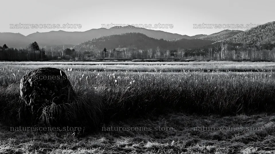 Aomori climate resilient meadow with boulder – nature scenes 10608x5938