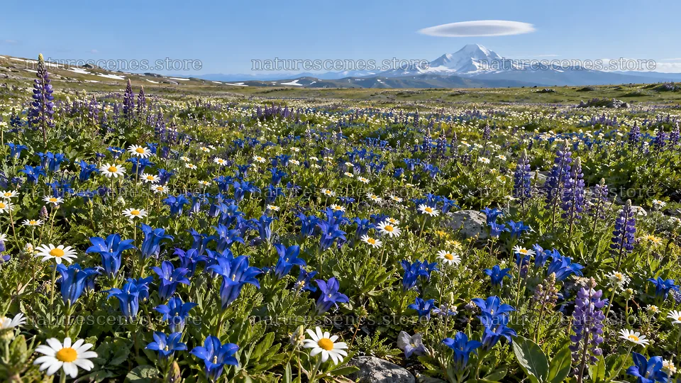 Wildflowers Across a Sunlit Mountain Meadow – nature scenes 10324x5812