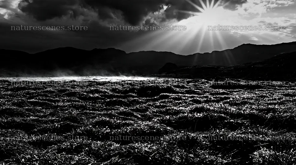 Light rays shining over Bucegi Mountains meadow – nature scenes 10608x5938