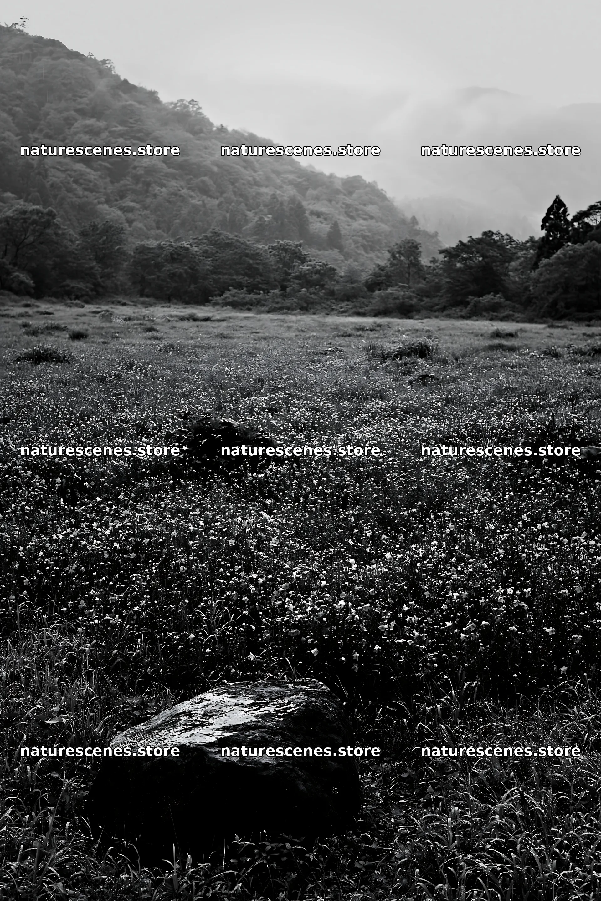 Hiroshima rainy meadow smooth rock foreground – nature scenes 6480x9722