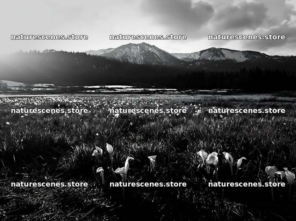 Akita snowmelt meadow with silver grasses under the sun – nature scenes 9174x6866