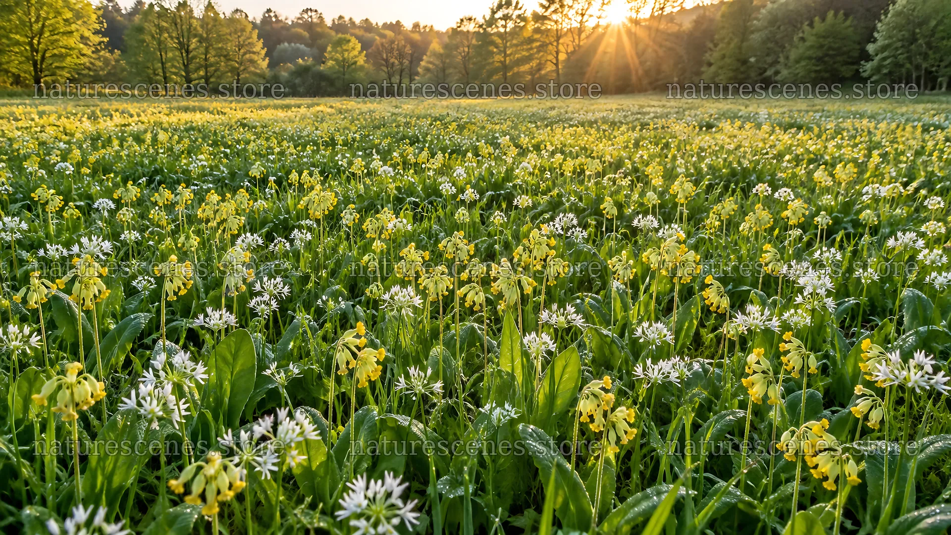 Wildflowers in a Sunlit Forest Clearing – nature scenes 10324x5812