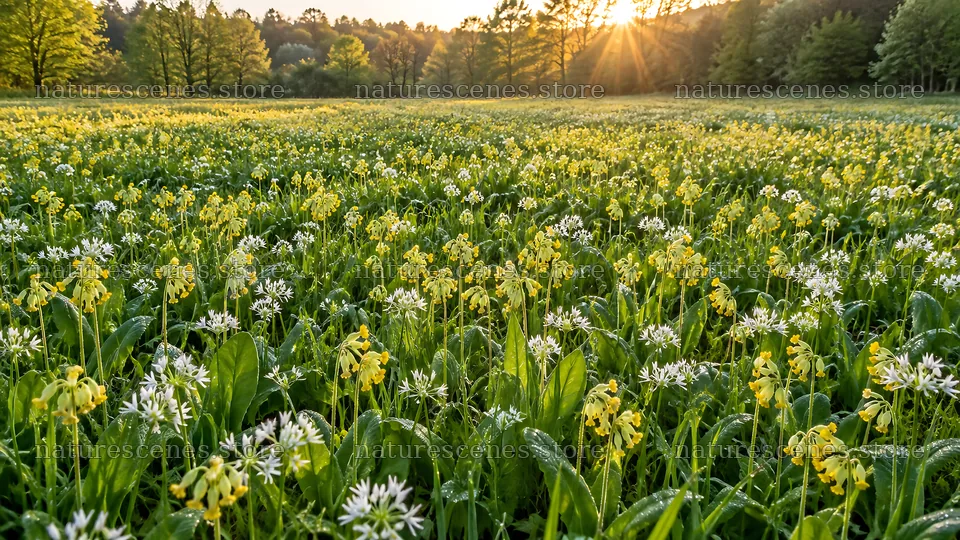Wildflowers in a Sunlit Forest Clearing – nature scenes 10324x5812