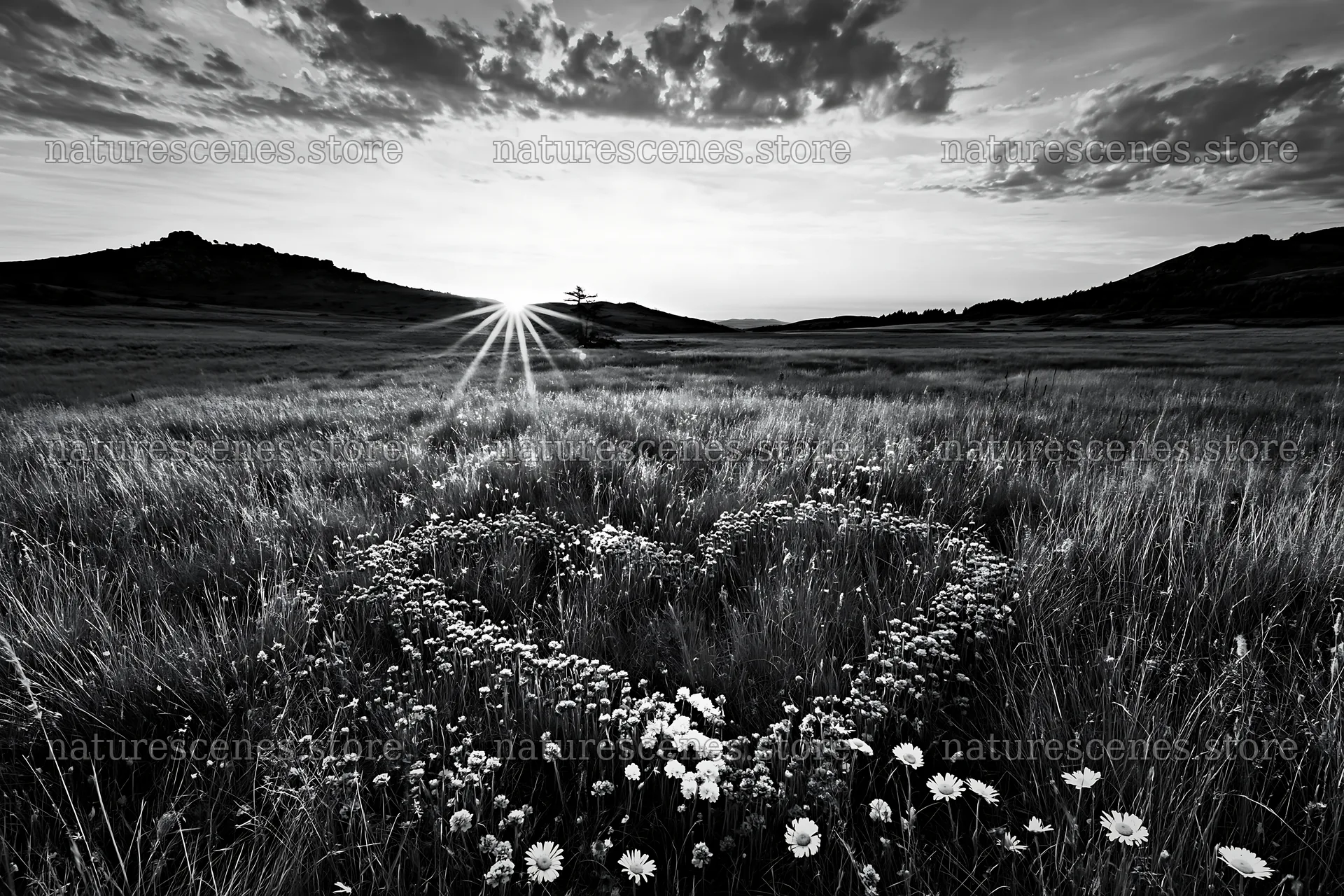 Christmas tree in a meadow under a radiant sky – nature scenes 9722x6480