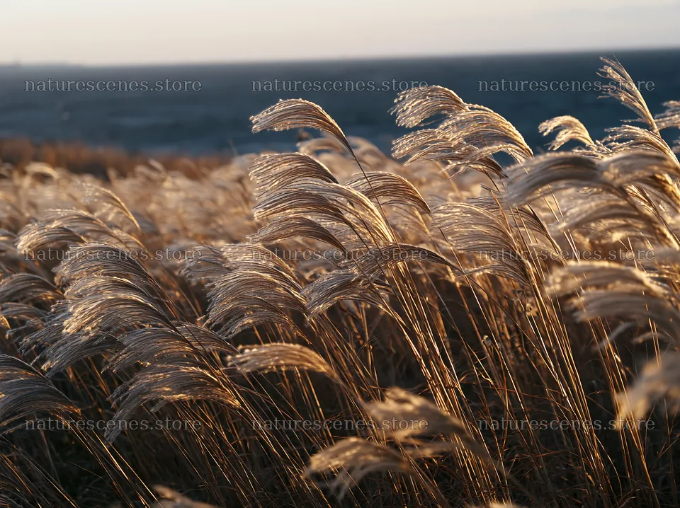 Climate-resilient Hokkaido silver grass meadow seedheads sway gently – nature scenes 9174x6866