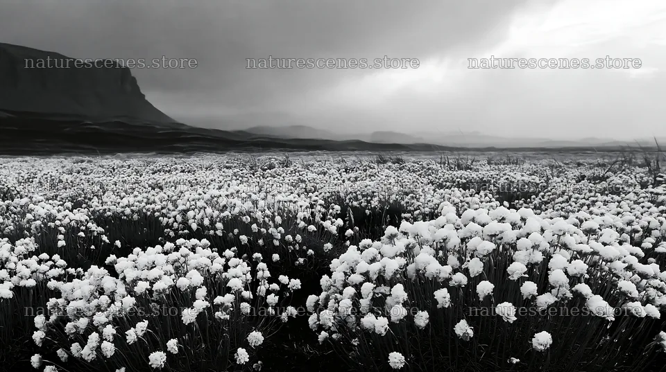 Dune meadow covered in snow with mountains in the background – nature scenes 10608x5938