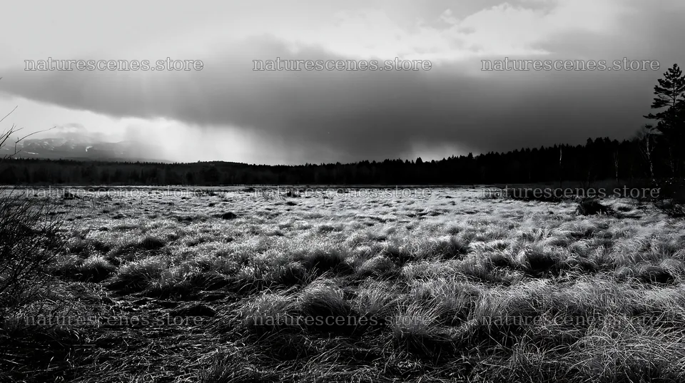 Akita snowmelt meadow with silver grasses under cloudy sky – nature scenes 10608x5938