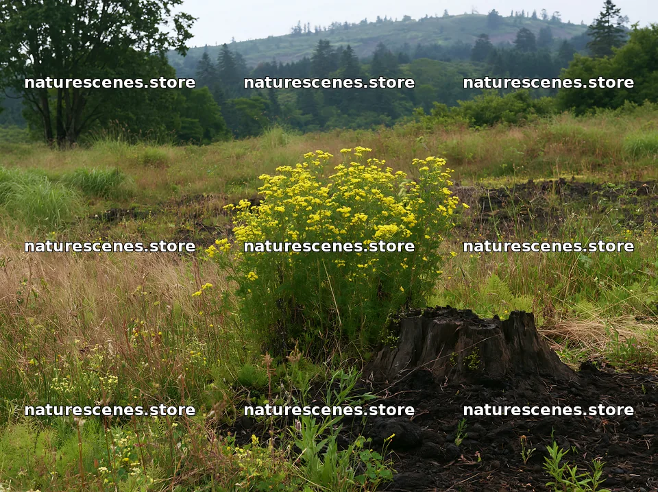 Fukushima native meadow with weathered stump – nature scenes 9174x6866