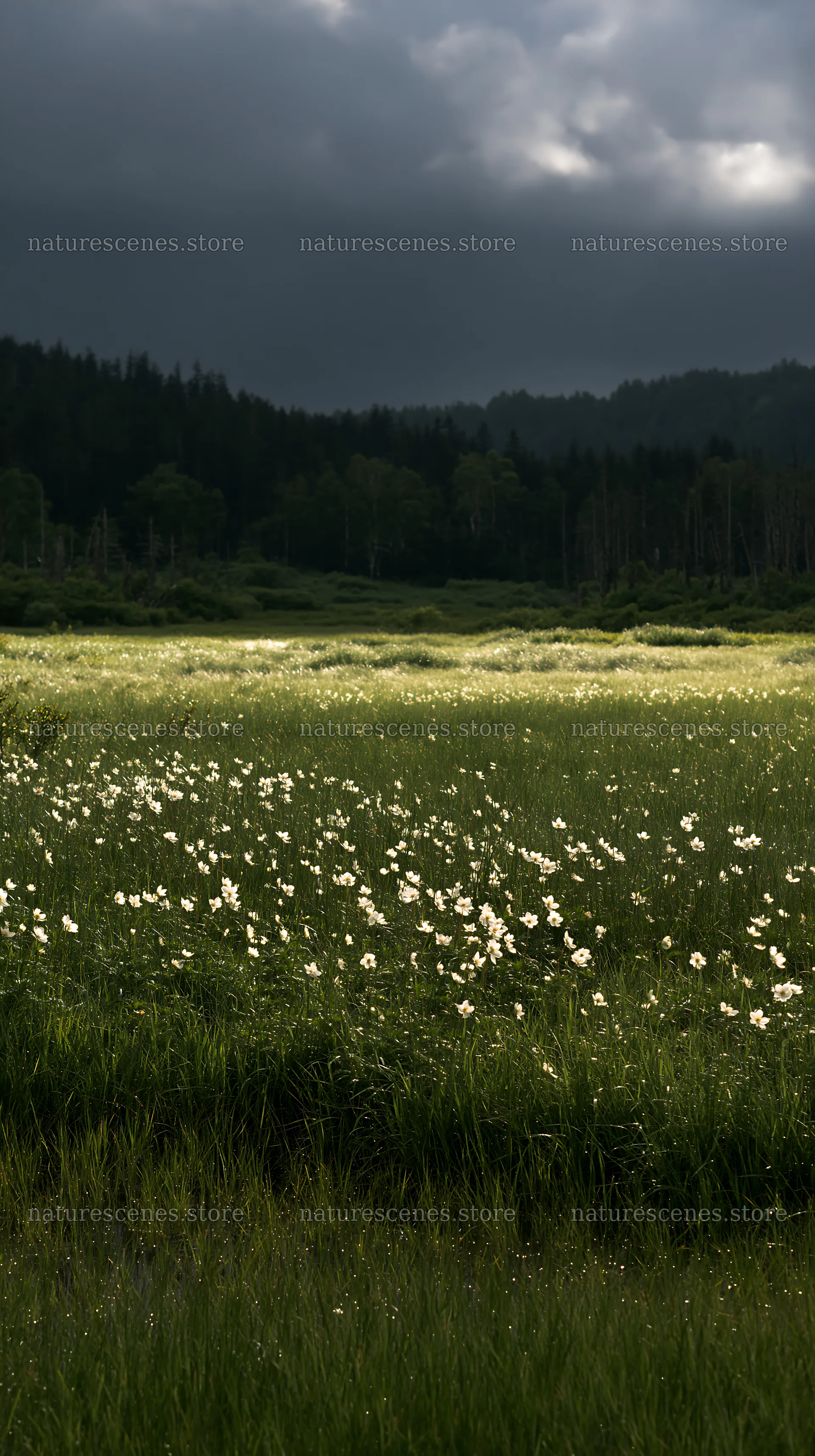 Akita snowmelt meadow with silver grasses in the evening light – nature scenes 5938x10608