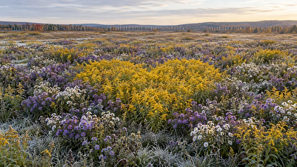 Autumn Wildflower Meadow in Golden Light – nature scenes 10324x5812
