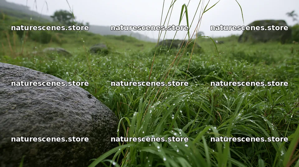 Aomori climate resilient meadow with boulder – nature scenes 10608x5938