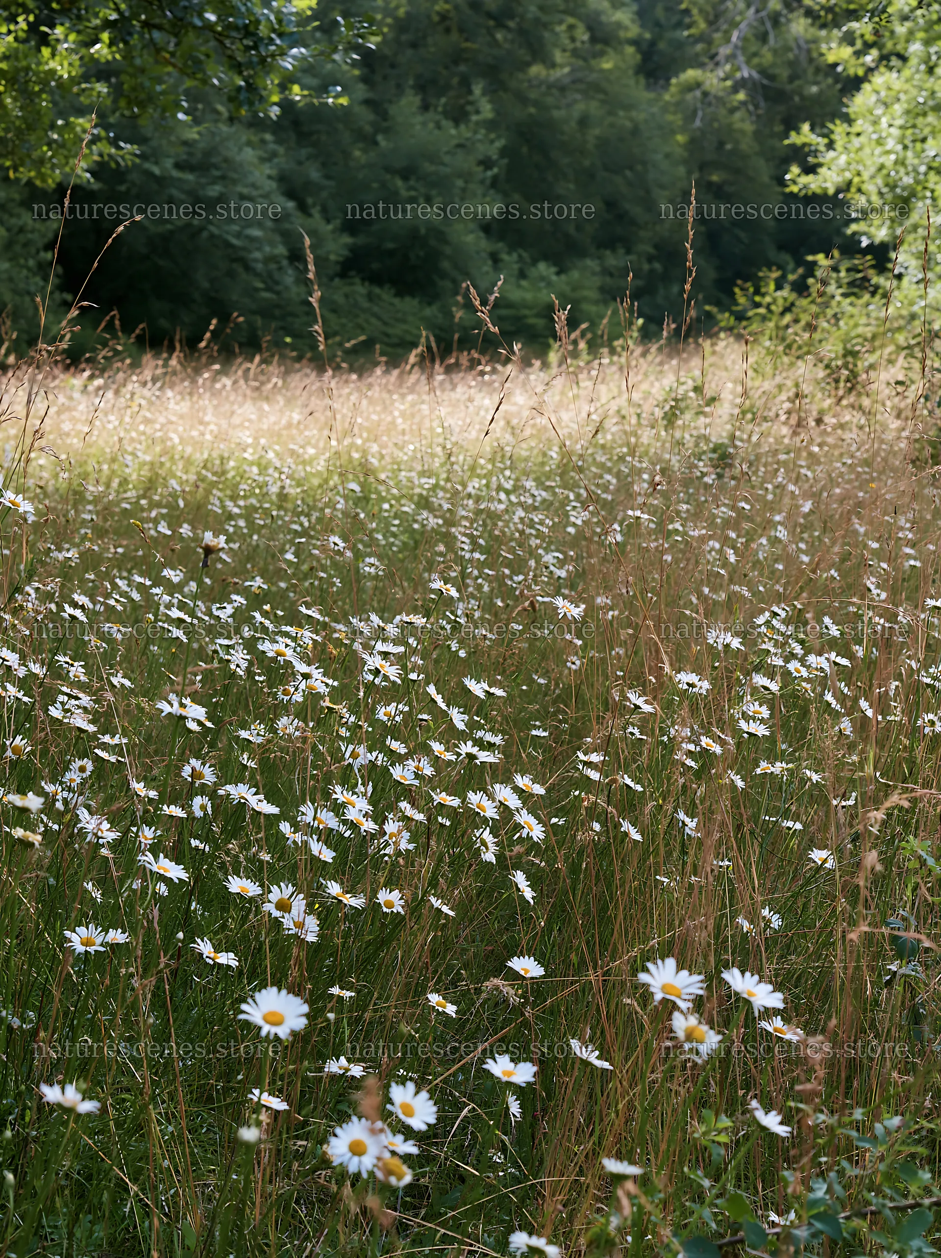 Meadow flowers and woodland edge with open space – nature scenes 6866x9174