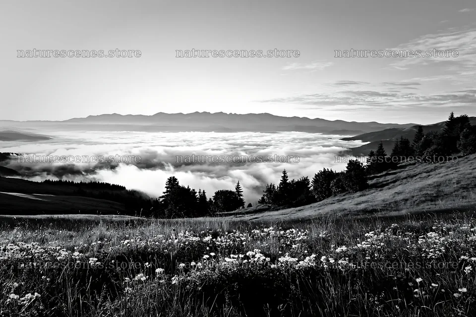 Transylvania summer hay meadows with distant mountain view – nature scenes 9722x6480