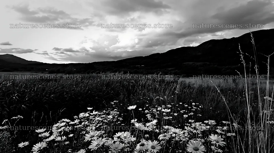 Floodplain meadow with reeds and flowers under cloudy sky – nature scenes 10608x5938