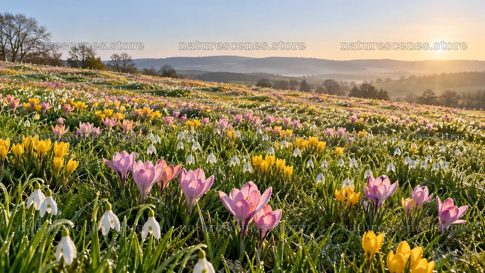 Spring Bulbs Across a Flowering Meadow – nature scenes 10324x5812