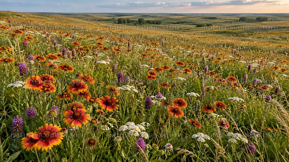 Colorful Wildflowers Across a Rolling Meadow – nature scenes 10324x5812