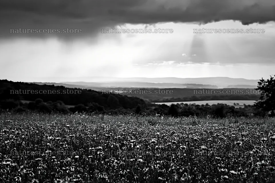 Cornflower meadow website header image with clouds and sunlight – nature scenes 9722x6480